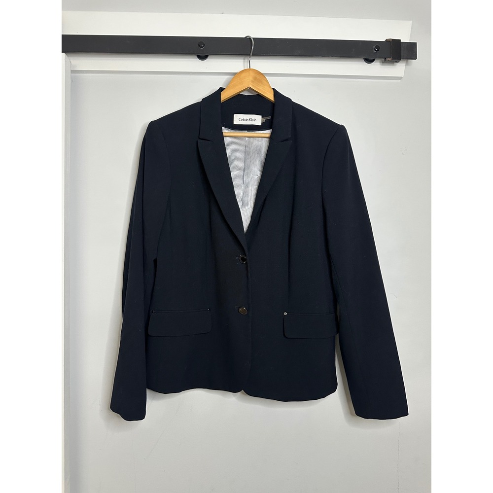 Calvin‎ Klein Black Blazer Women's Size 14 Career Office Business